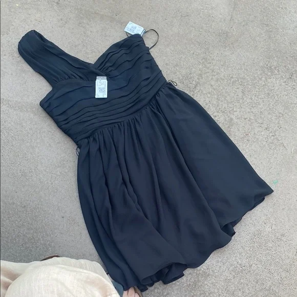 express blue one shoulder dress Olympia Blue Pleated One Shoulder Gown M main image 1